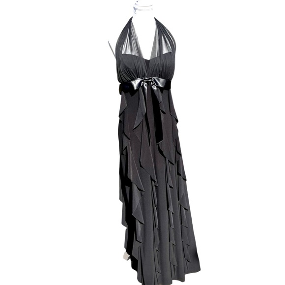 Timeless Black Formal with Cascading Ruffles. Size 10. - Picture 5 of 11